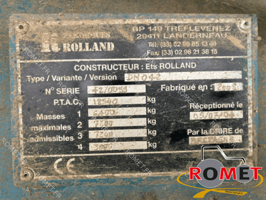 Plateau fourrager Rolland RP10006SEL