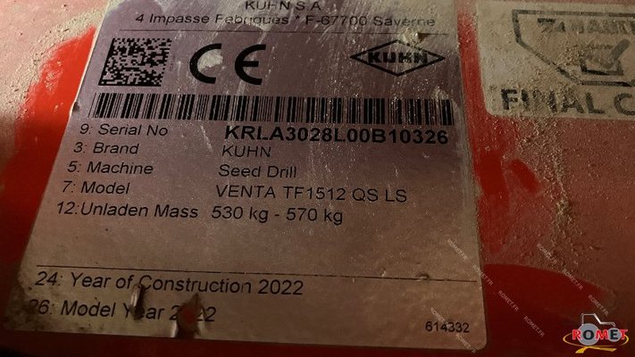Accessoire matériel de semis Kuhn TF1512